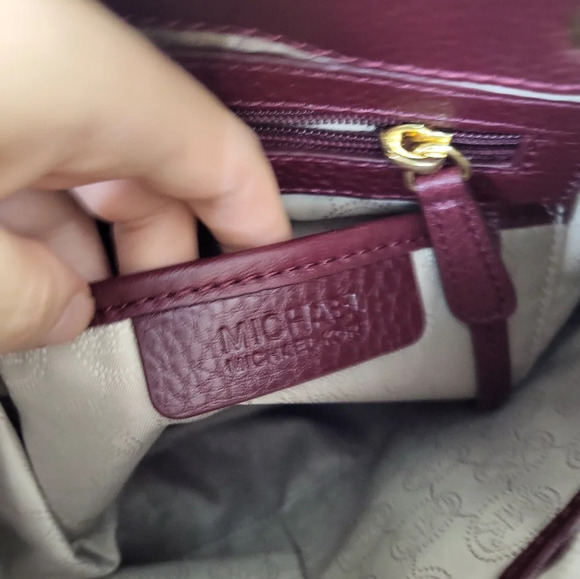 Michael Kors Handpainted Tote Cross body Leather Chain Shoulder Gold Tone - Picture 9 of 11